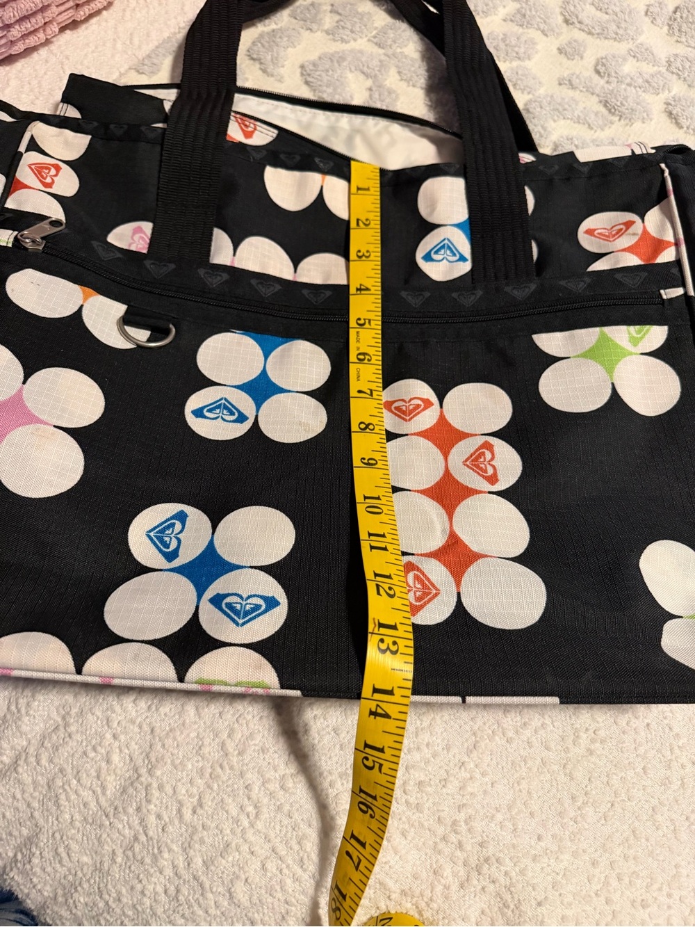 Roxy Black Tote with Multicolor Floral Dot Print - Picture 7 of 10